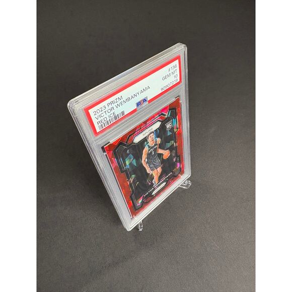2023-24 Panini Prizm Victor Wembanyama Red Ice Rookie RC #136 PSA 10 Gem Mint - Picture 4 of 8